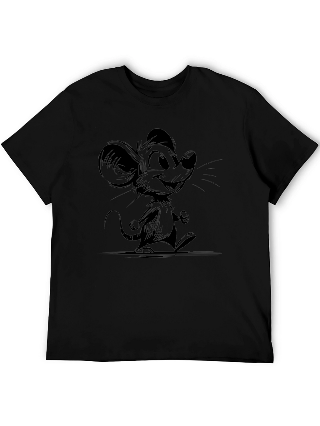 Cartoon Mouse Graphic Black T-Shirt