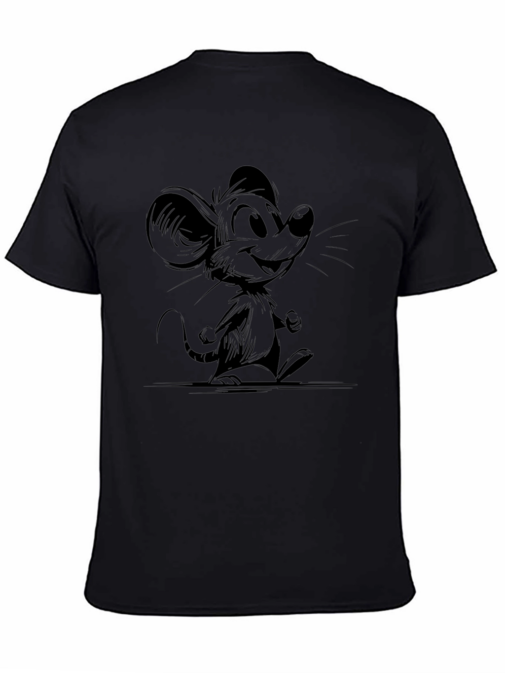 Cartoon Mouse Graphic Black T-Shirt