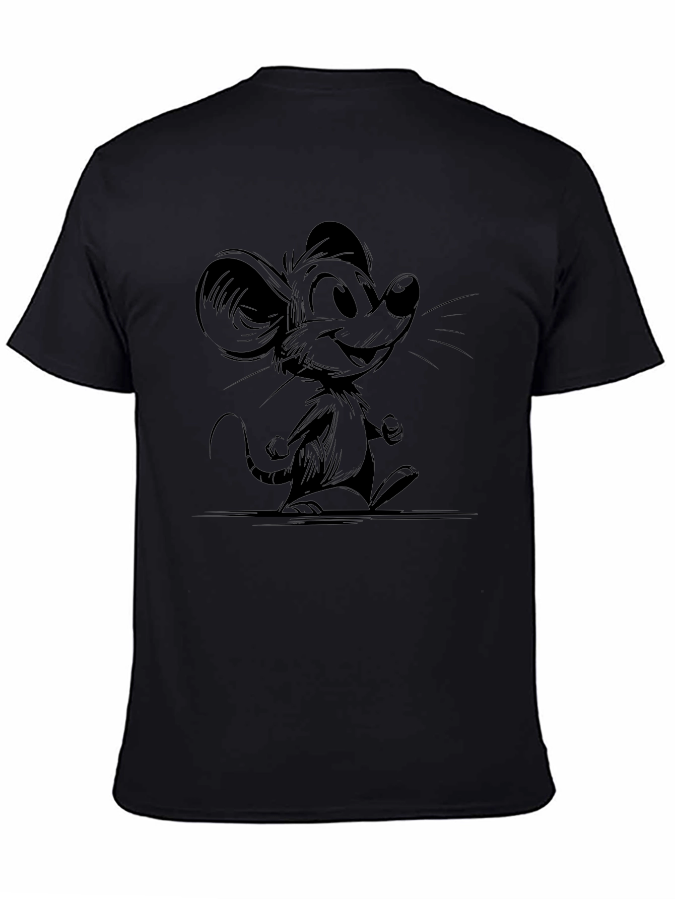 Cartoon Mouse Graphic Black T-Shirt
