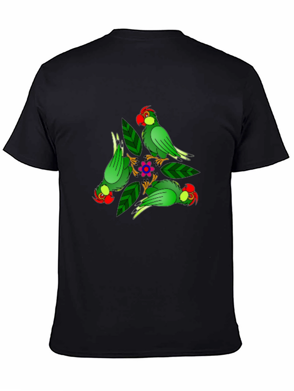 Parrot Design Black T-Shirt