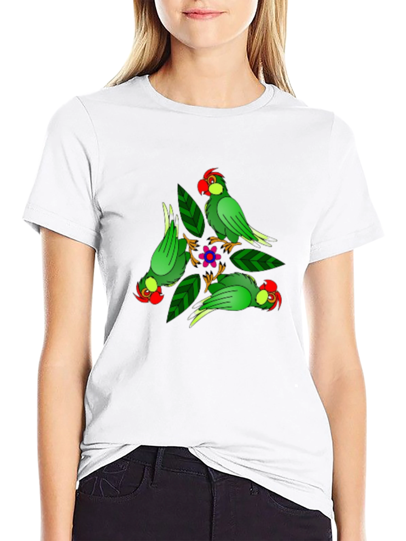Parrot Design Black T-Shirt