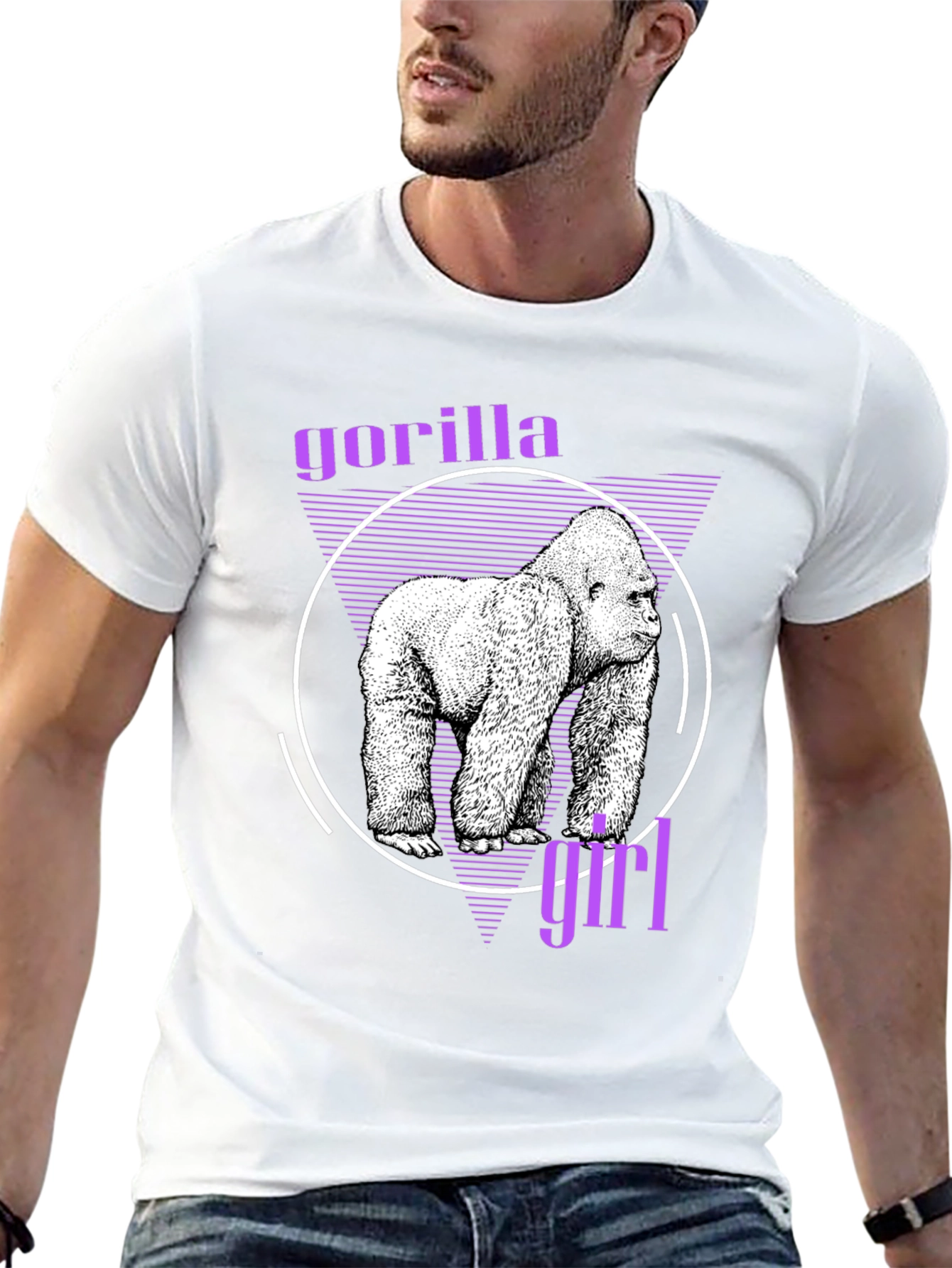 Gorilla Girl Graphic Tee - Retro Style Black T-Shirt