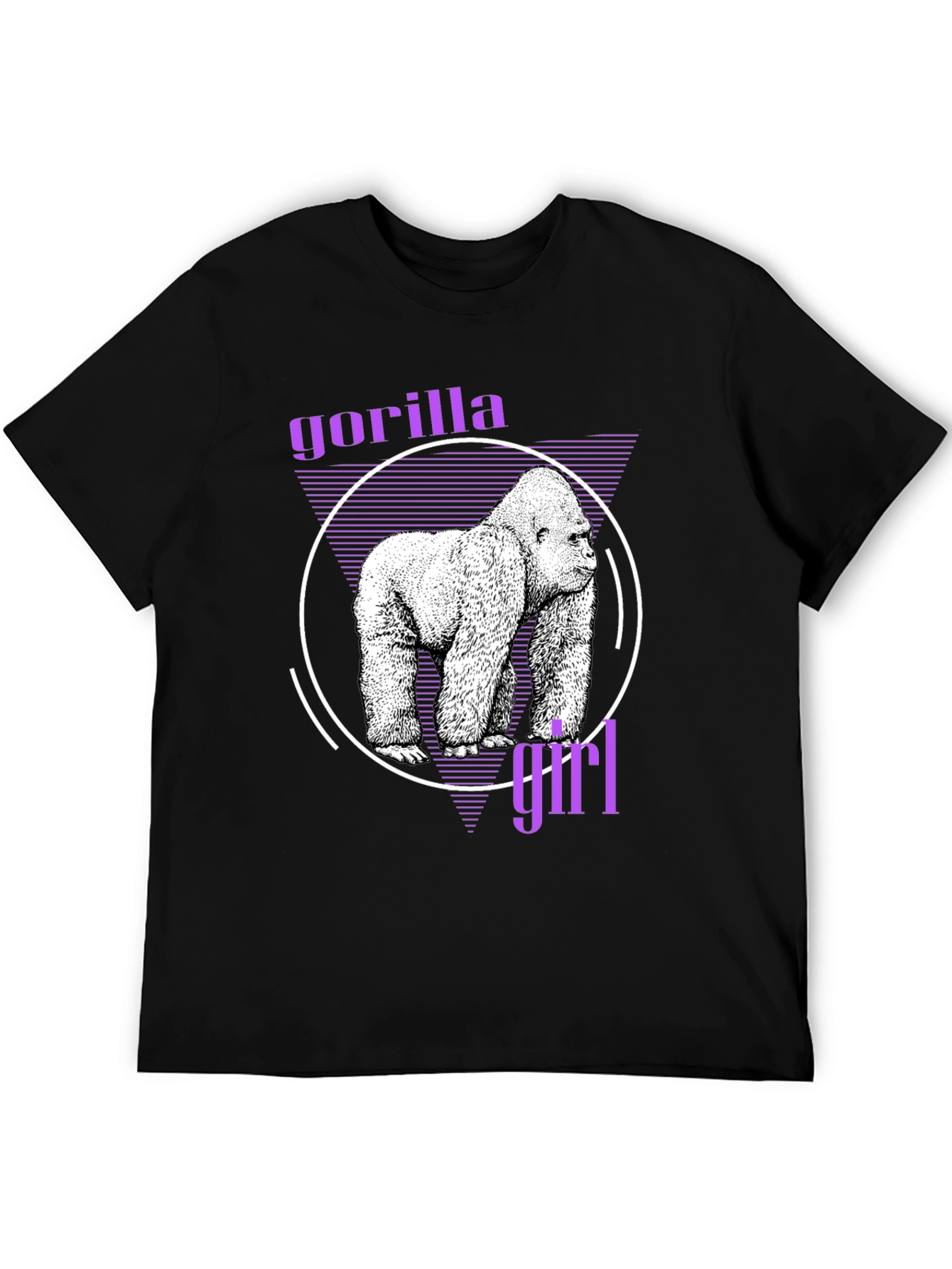 Gorilla Girl Graphic Tee - Retro Style Black T-Shirt