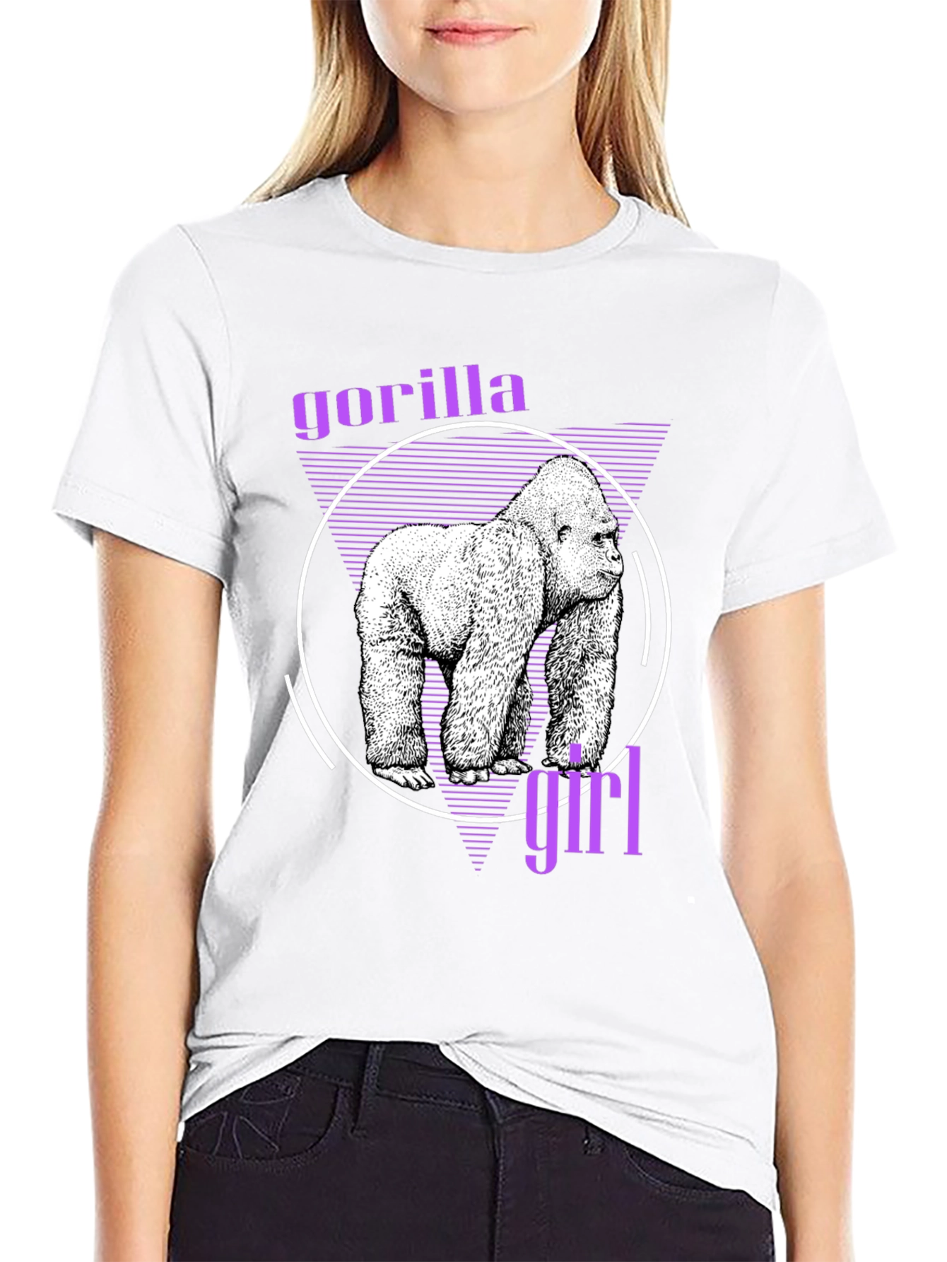 Gorilla Girl Graphic Tee - Retro Style Black T-Shirt