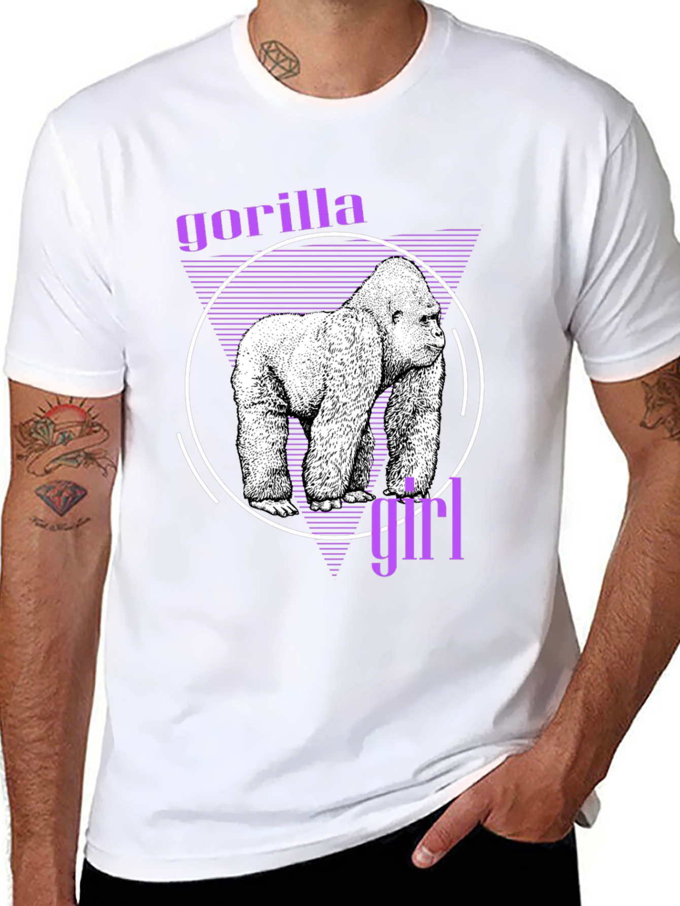 Gorilla Girl Graphic Tee - Retro Style Black T-Shirt