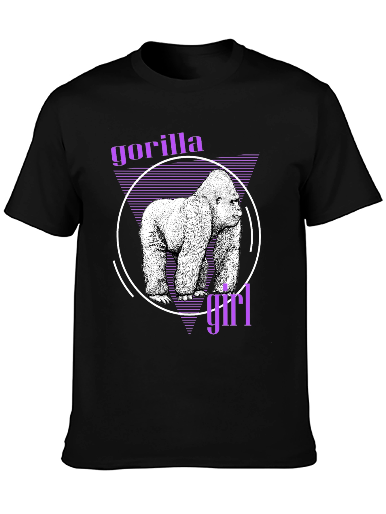 Gorilla Girl Graphic Tee - Retro Style Black T-Shirt