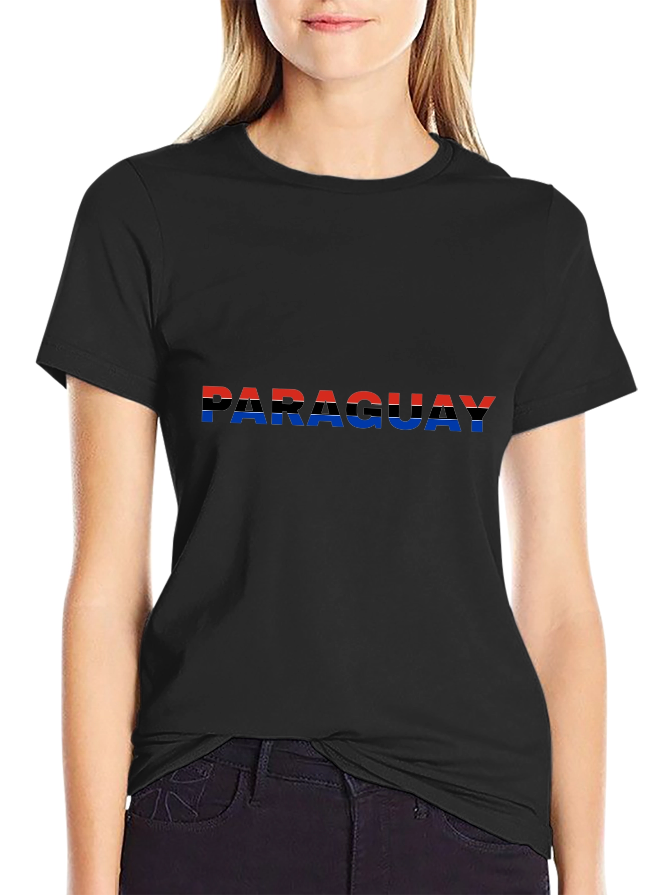 Paraguay Flag Graphic Tee - Black Cotton T-Shirt