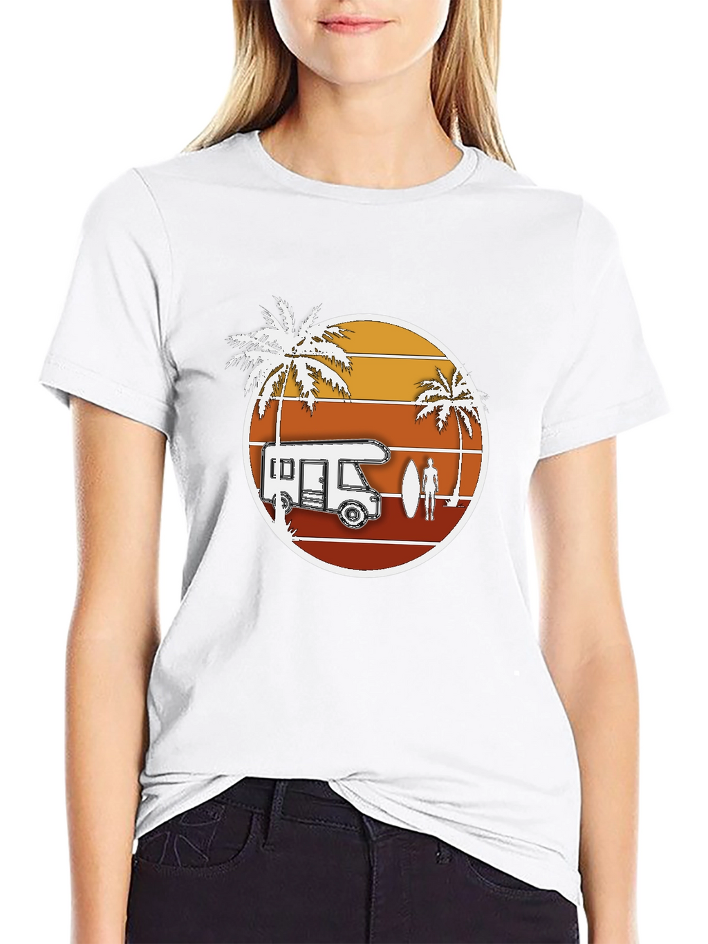 Retro Camper Van T-Shirt - Beach Surf Design