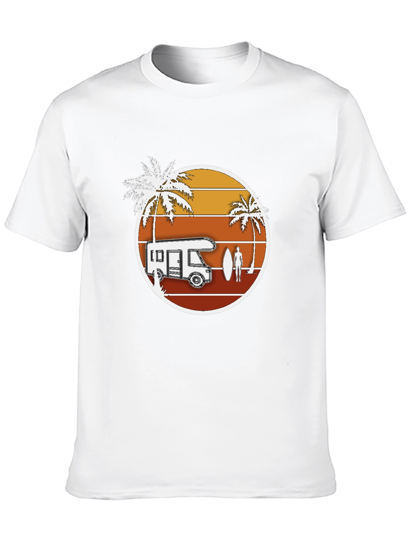 Retro Camper Van T-Shirt - Beach Surf Design