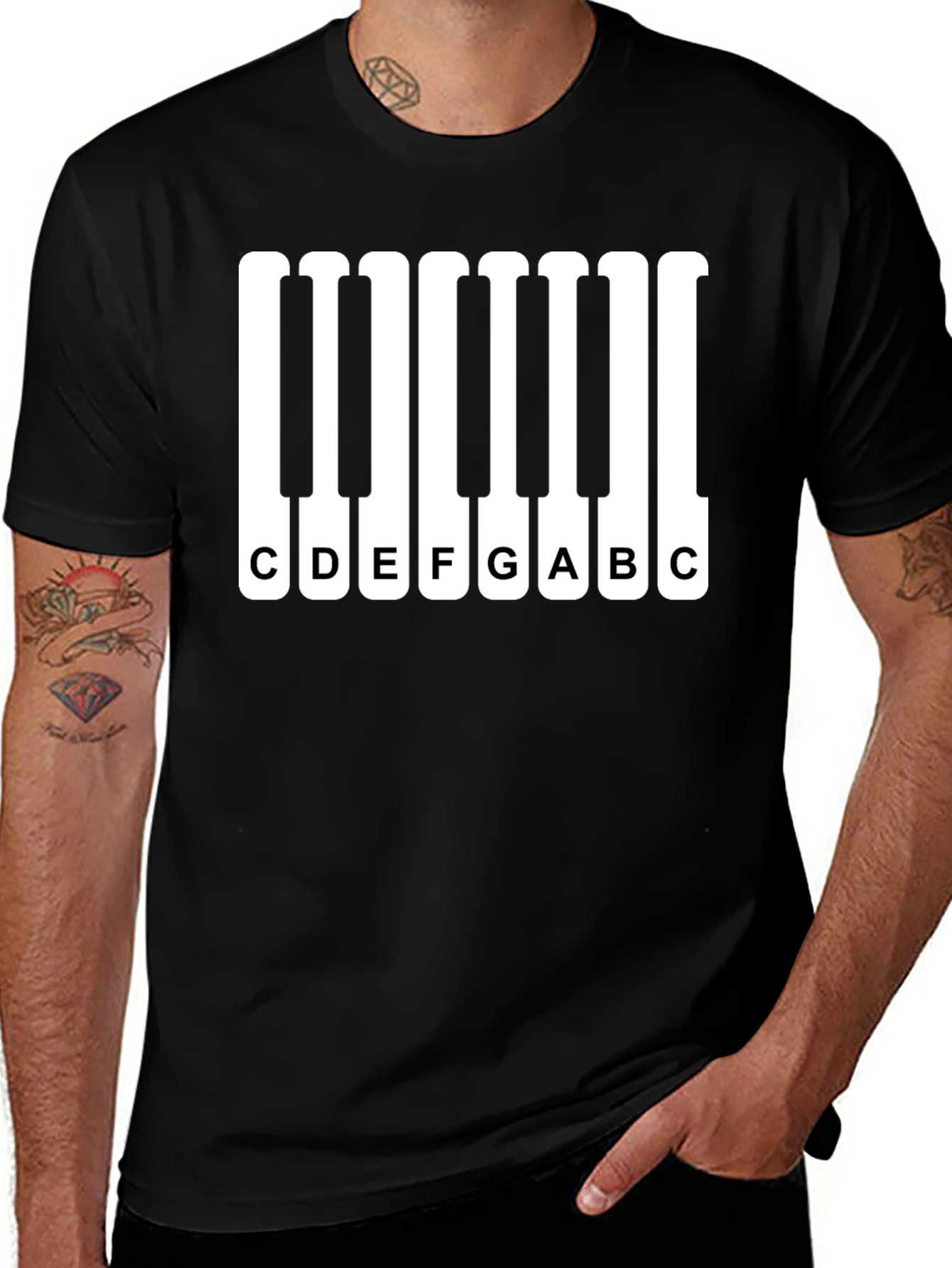 Piano Keys Music Notes Graphic T-Shirt