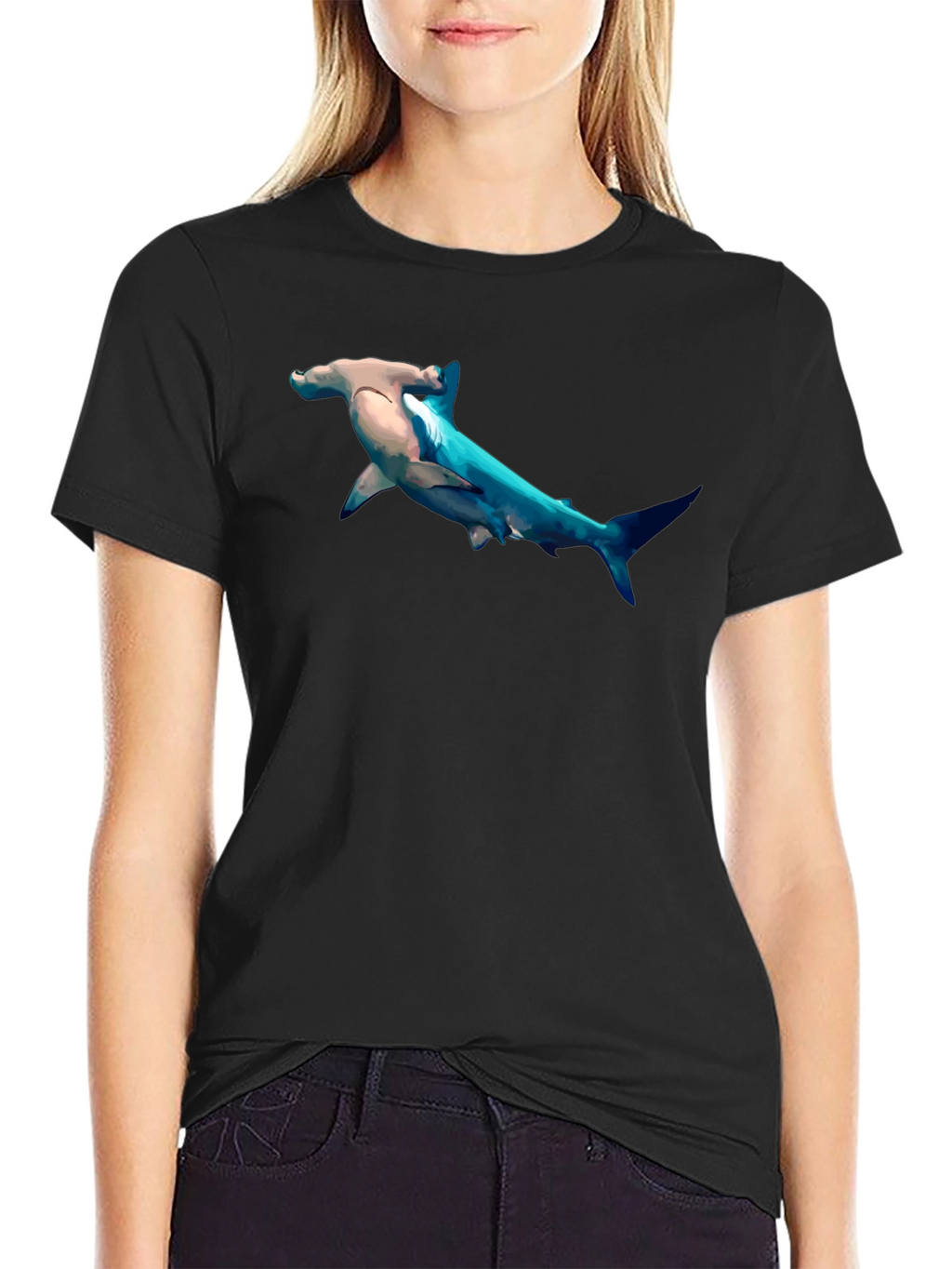 Hammerhead Shark Graphic Print T-Shirt