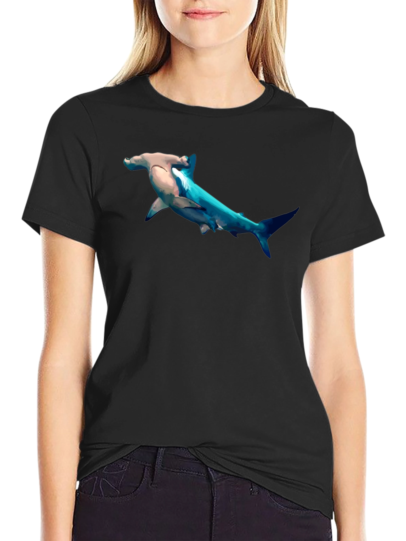 Hammerhead Shark Graphic Print T-Shirt