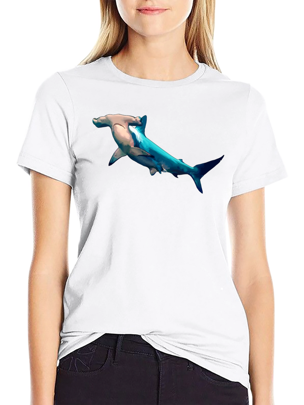 Hammerhead Shark Graphic Print T-Shirt
