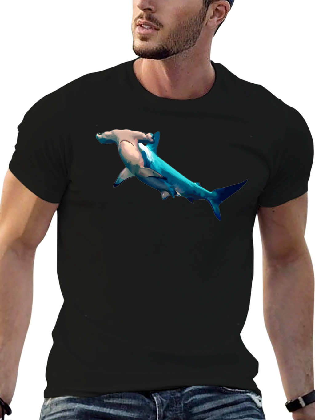 Hammerhead Shark Graphic Print T-Shirt