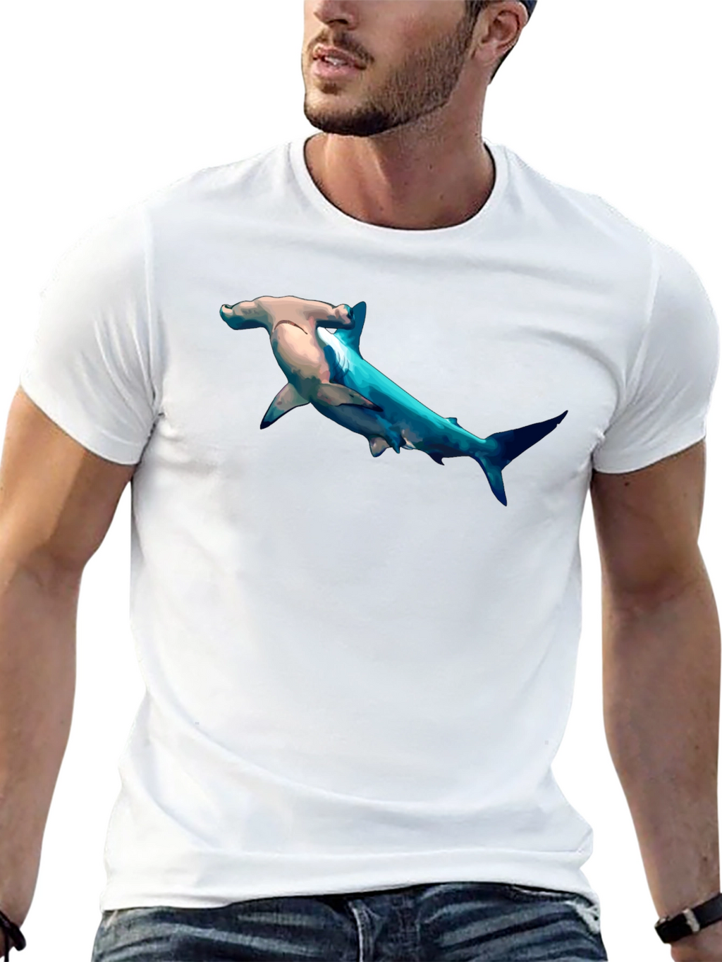 Hammerhead Shark Graphic Print T-Shirt