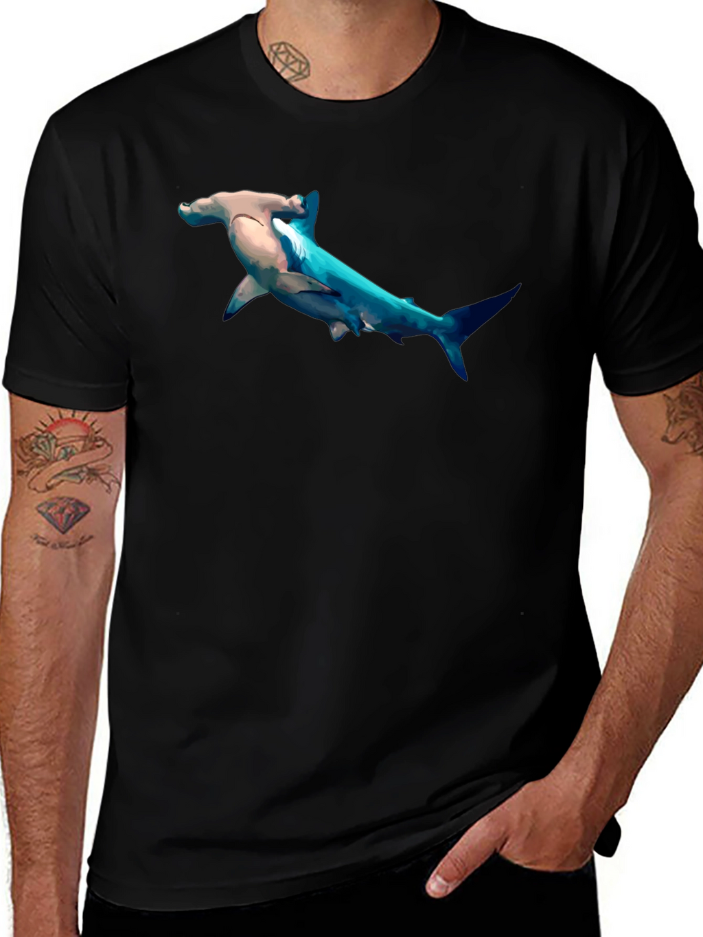 Hammerhead Shark Graphic Print T-Shirt