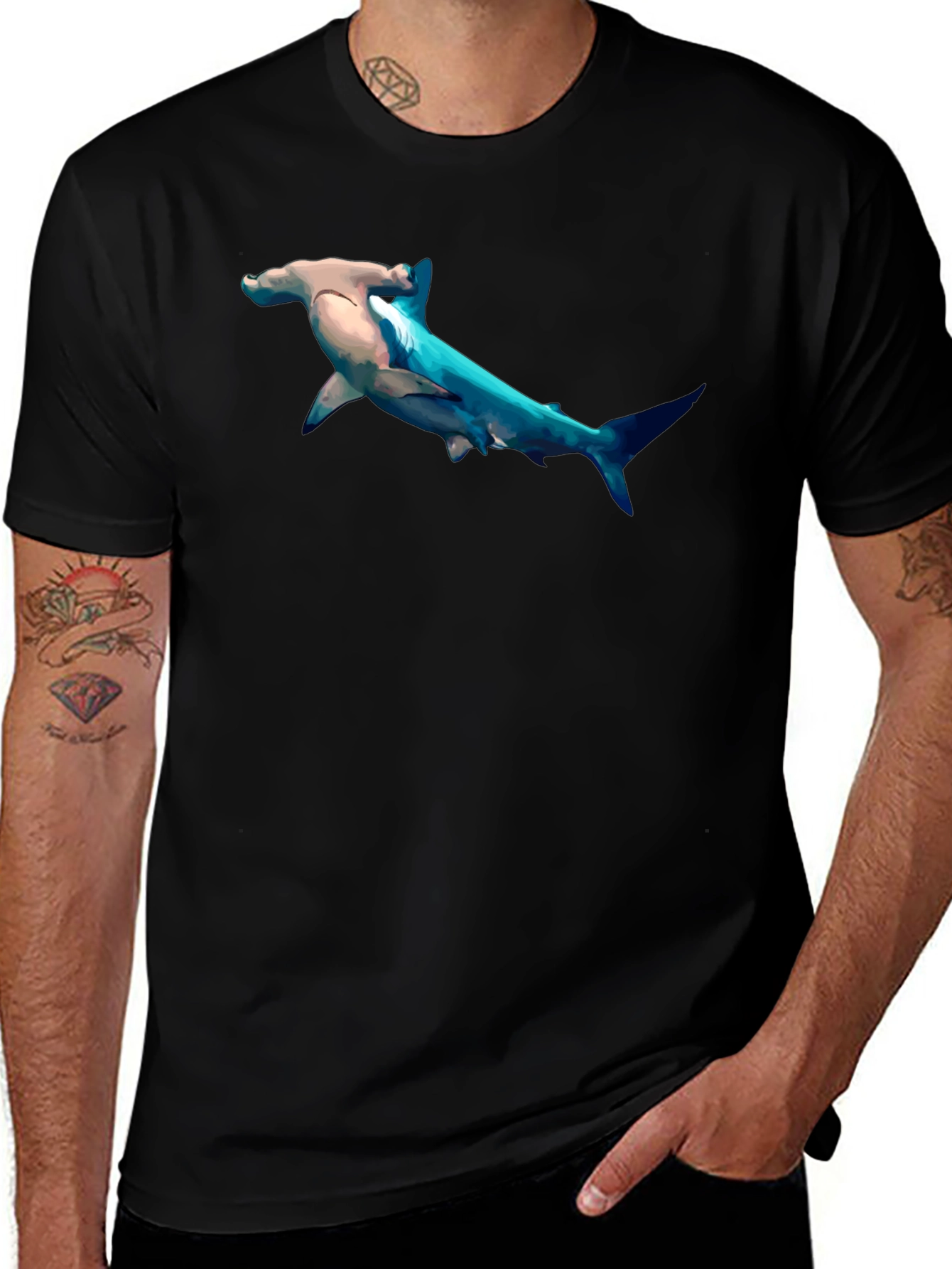 Hammerhead Shark Graphic Print T-Shirt