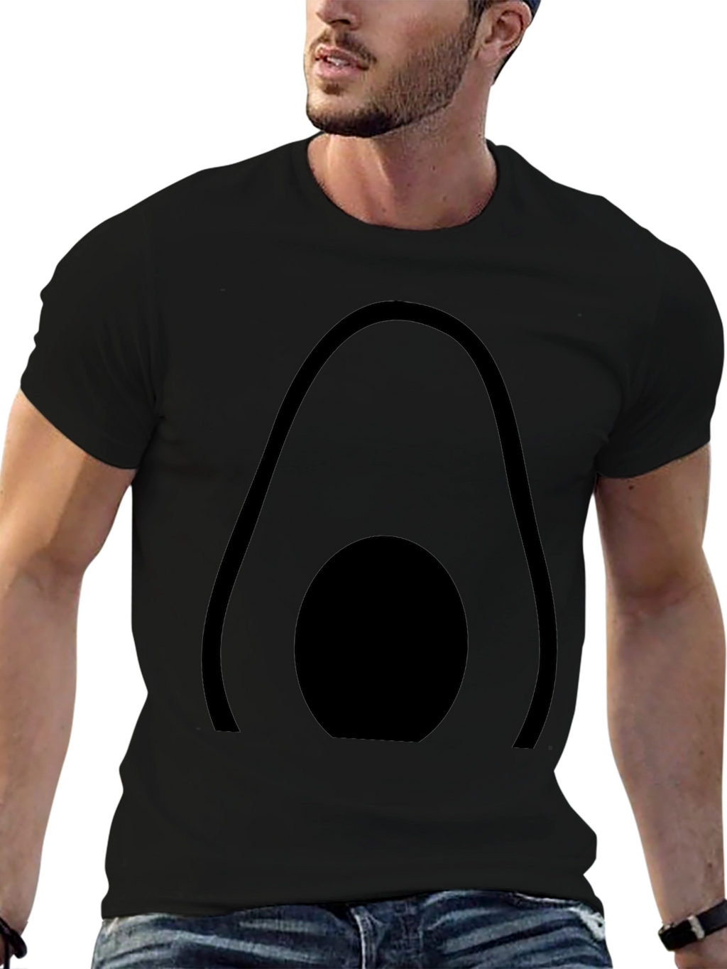 Abstract Avocado Graphic Tee - Modern Black T-Shirt