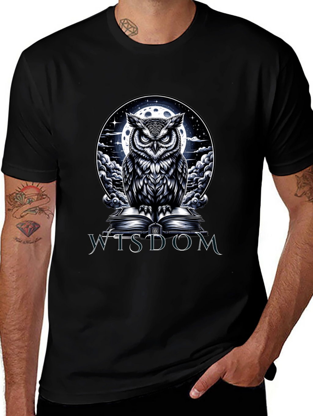 Wisdom Owl Graphic Tee - Moonlit Book Design