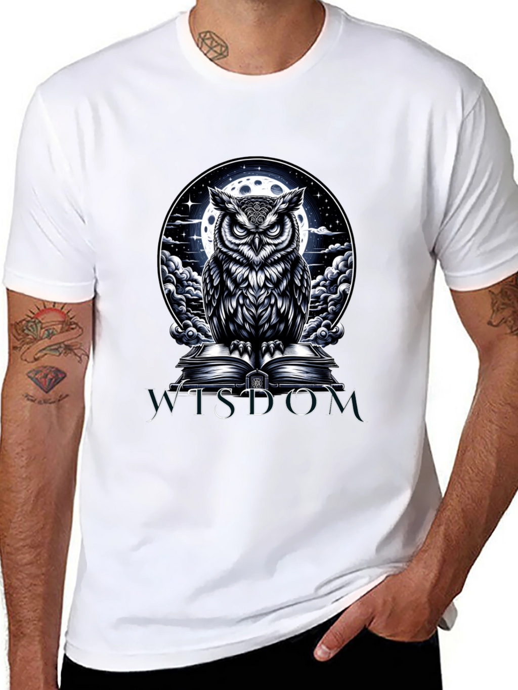 Wisdom Owl Graphic Tee - Moonlit Book Design