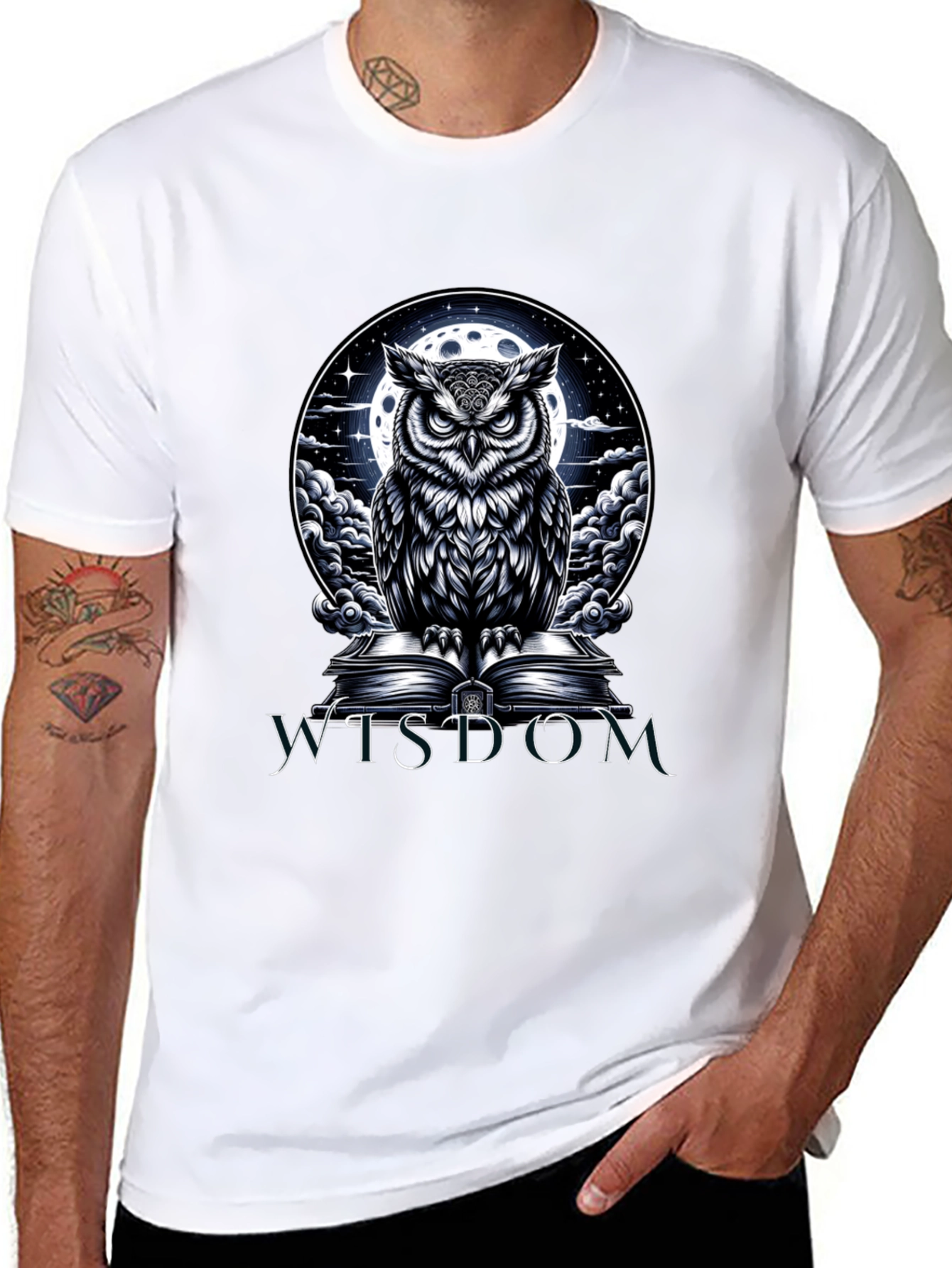 Wisdom Owl Graphic Tee - Moonlit Book Design