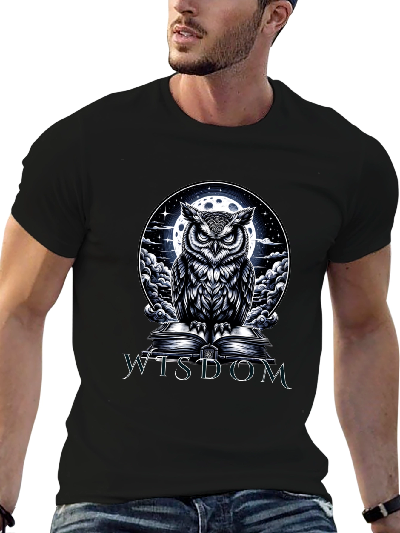 Wisdom Owl Graphic Tee - Moonlit Book Design