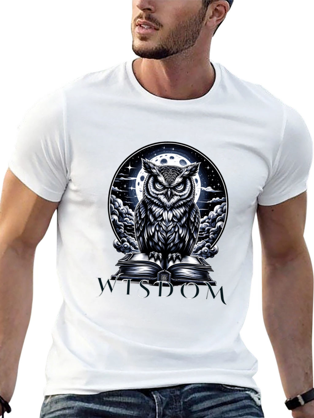 Wisdom Owl Graphic Tee - Moonlit Book Design