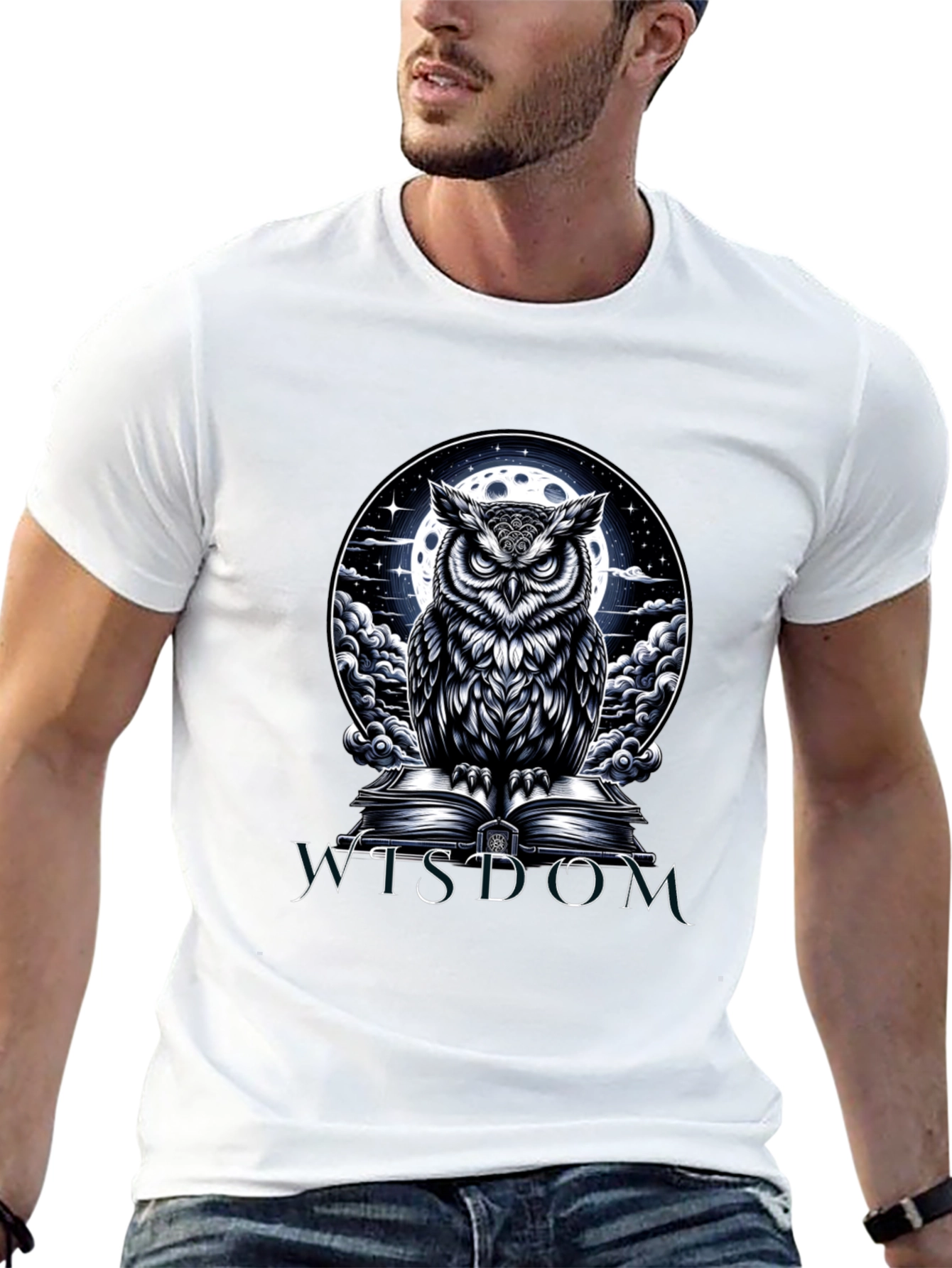 Wisdom Owl Graphic Tee - Moonlit Book Design