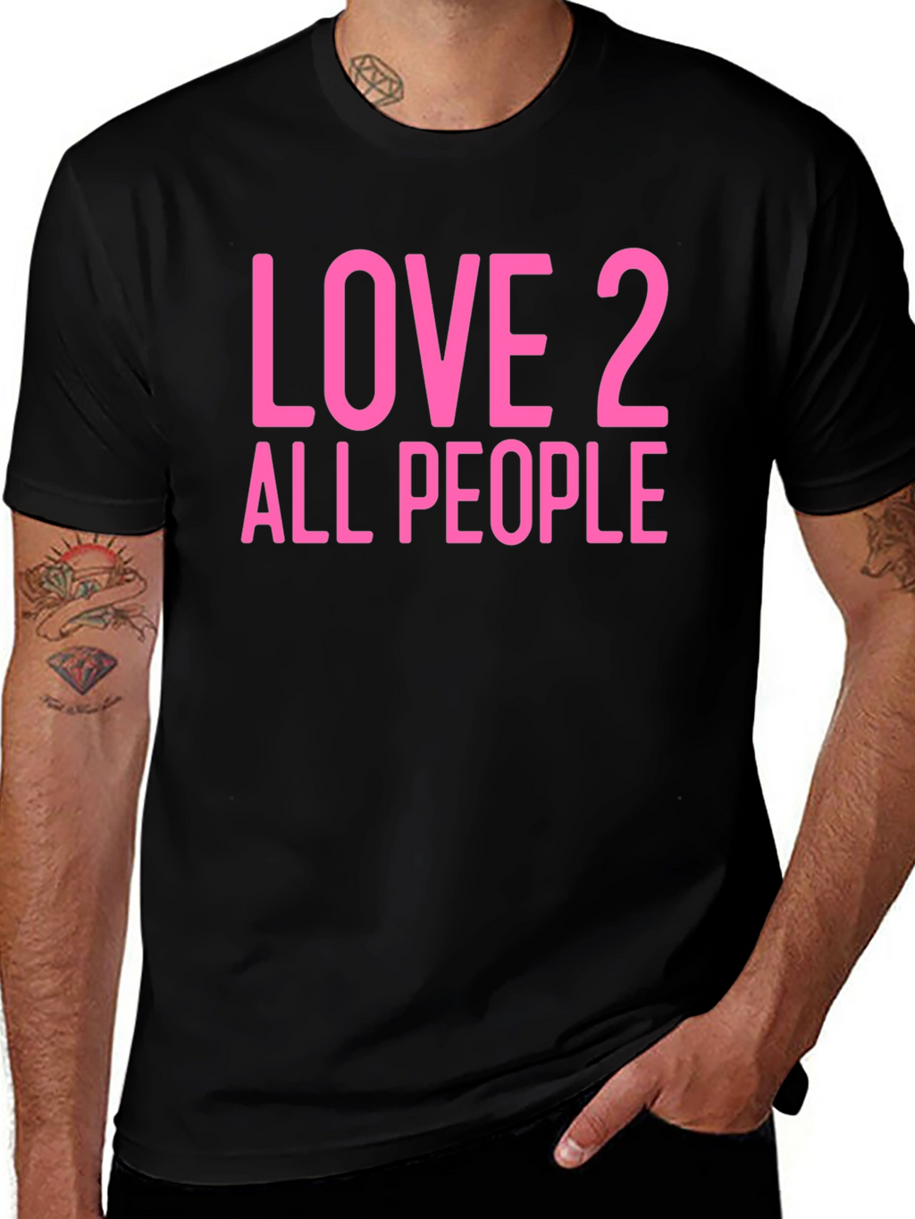 Love 2 All People Graphic Tee - Black Cotton