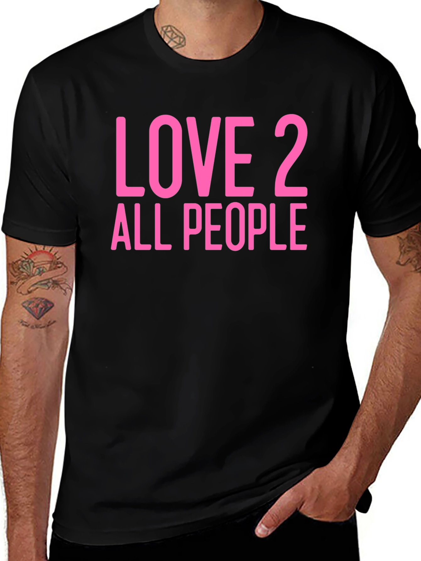 Love 2 All People Graphic Tee - Black Cotton