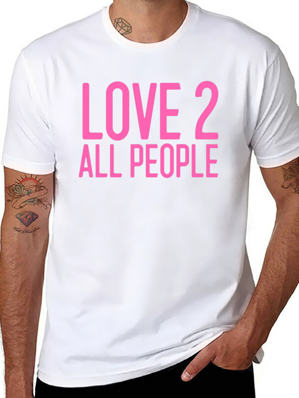 Love 2 All People Graphic Tee - Black Cotton