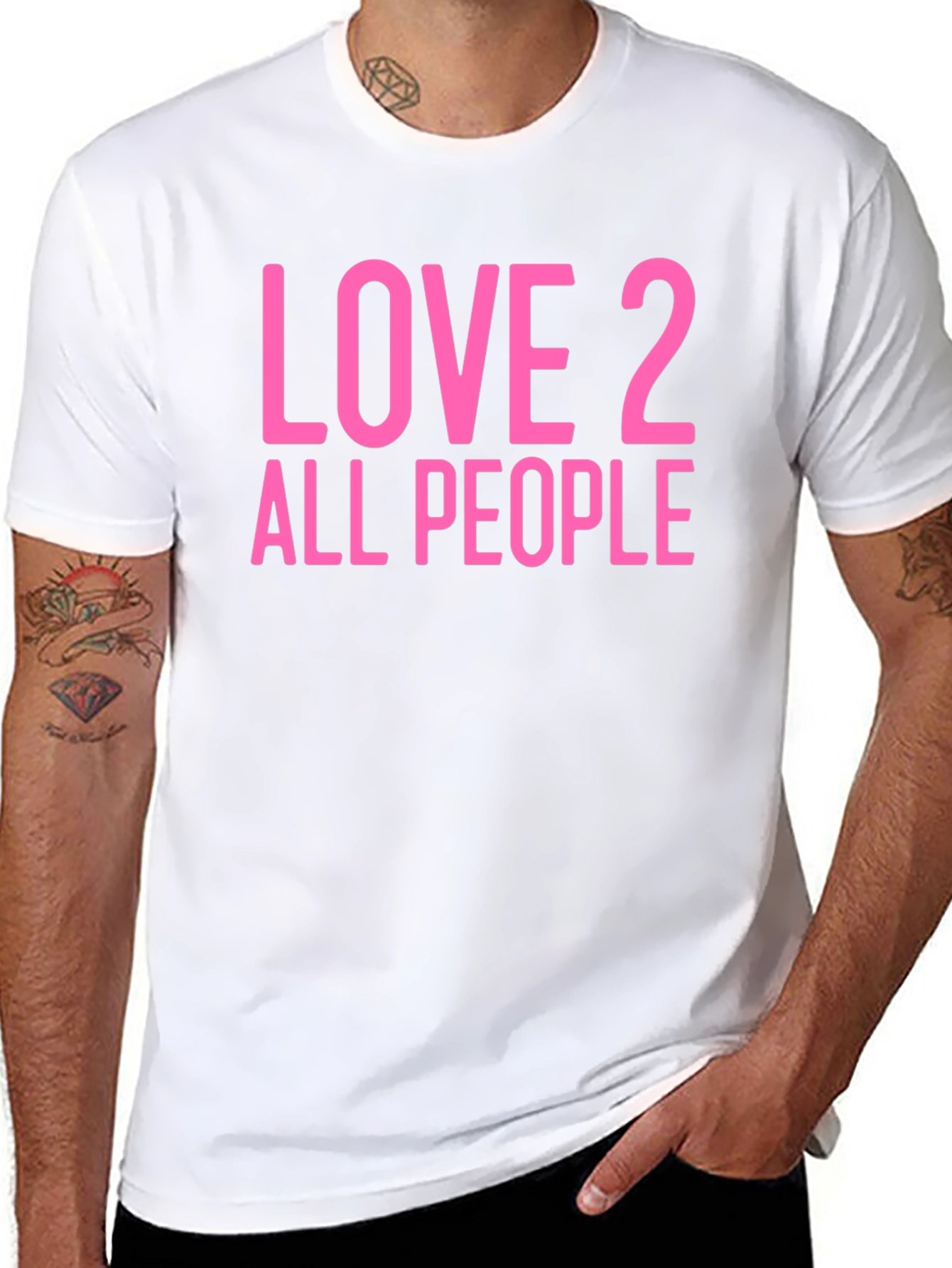 Love 2 All People Graphic Tee - Black Cotton