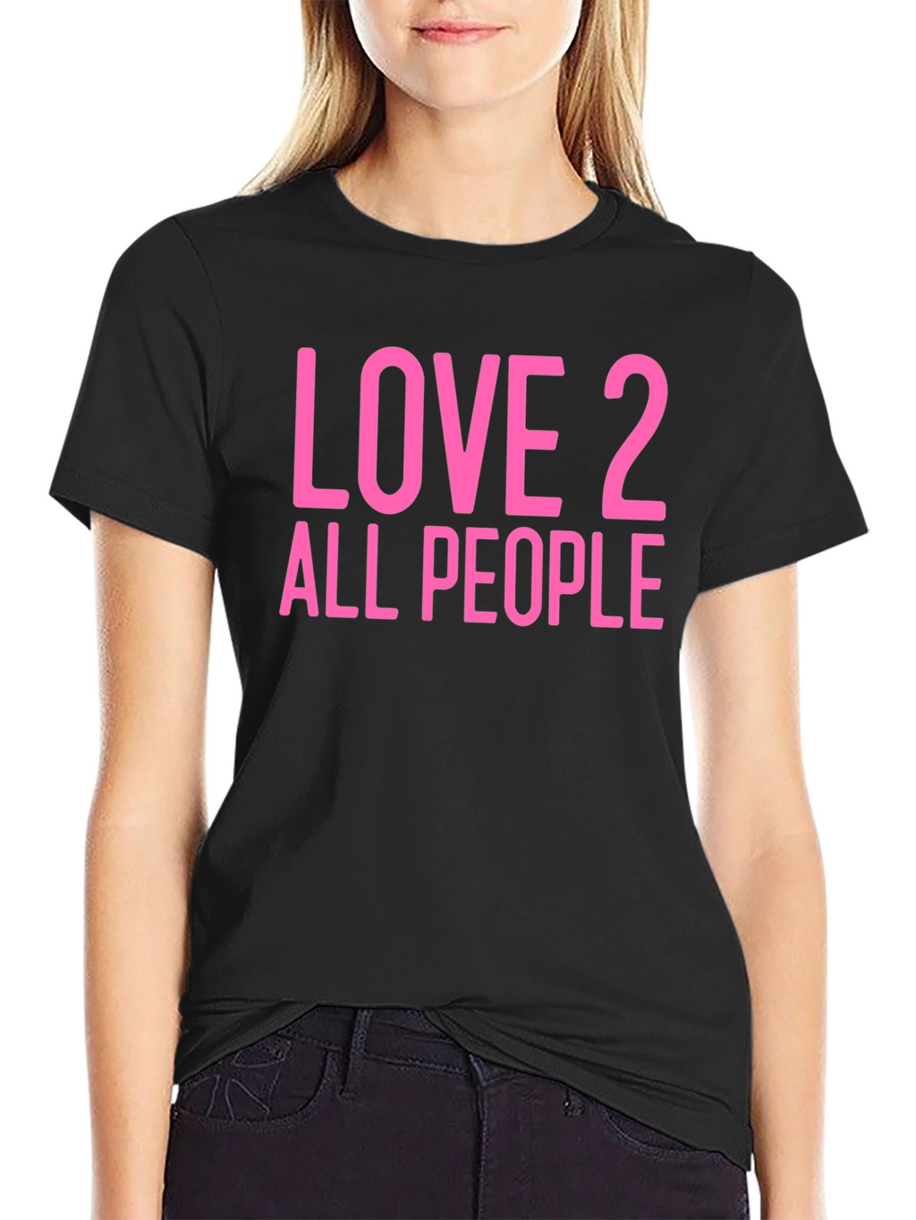 Love 2 All People Graphic Tee - Black Cotton