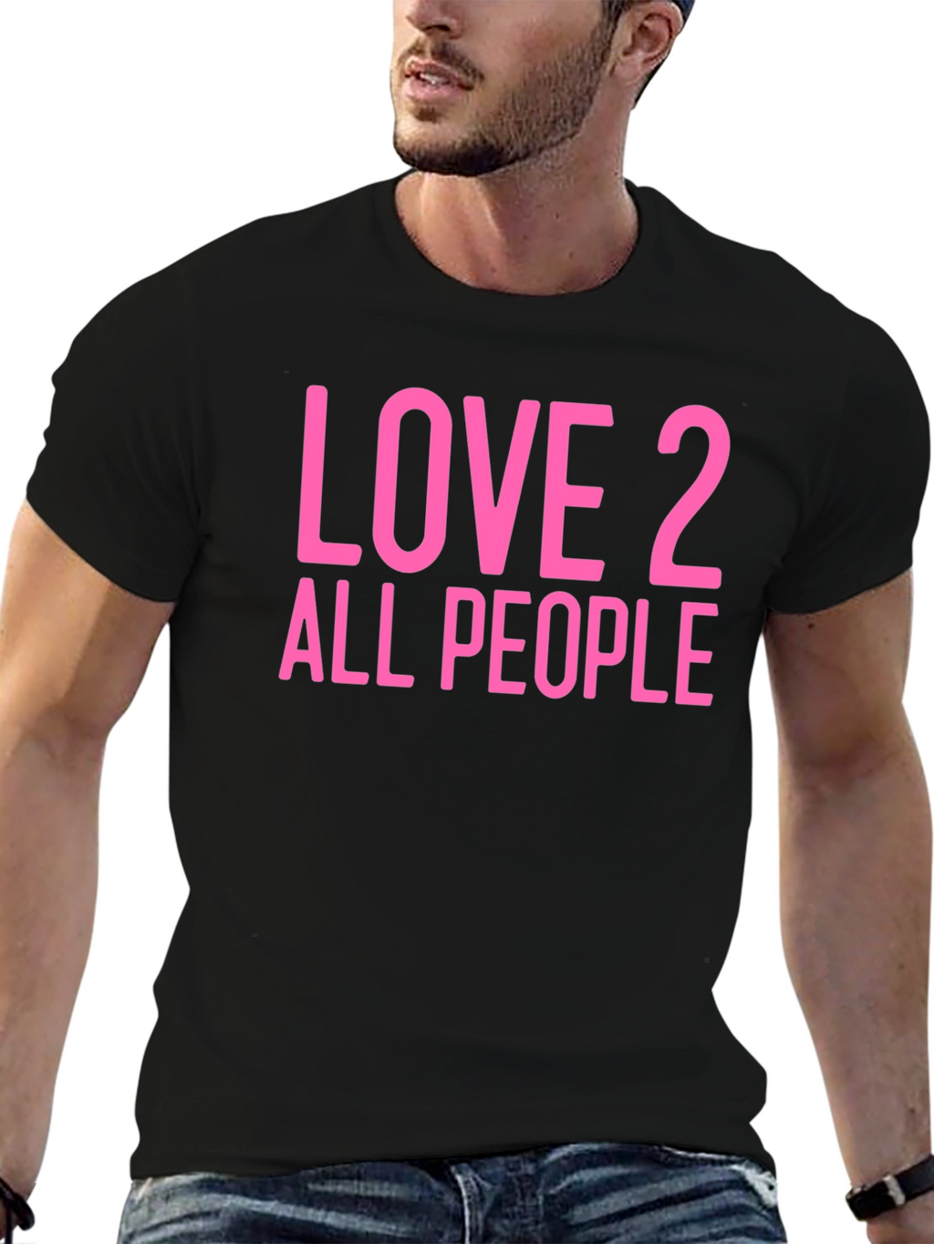 Love 2 All People Graphic Tee - Black Cotton