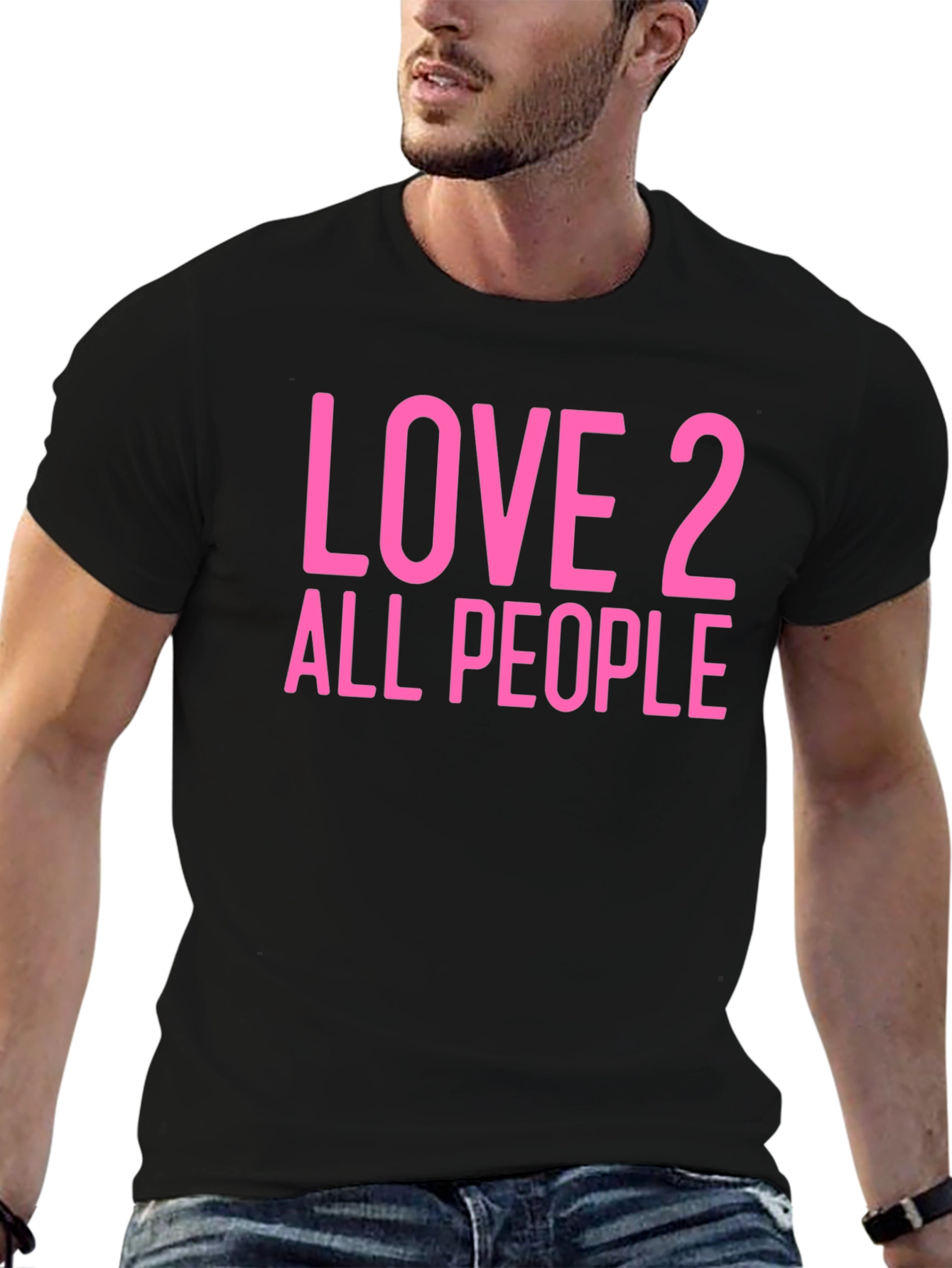 Love 2 All People Graphic Tee - Black Cotton