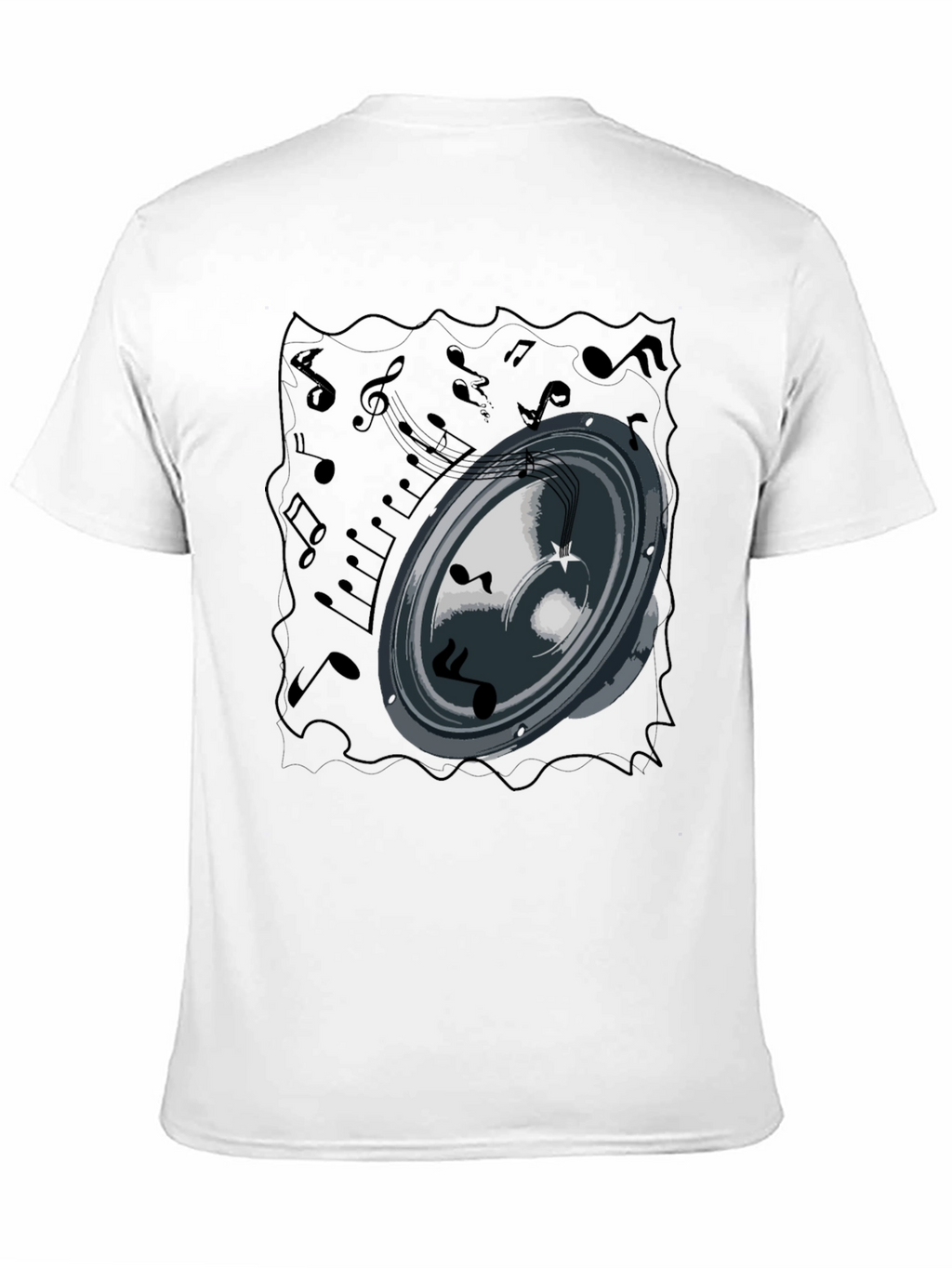 Music Speaker Graphic Tee - Black Cotton T-Shirt