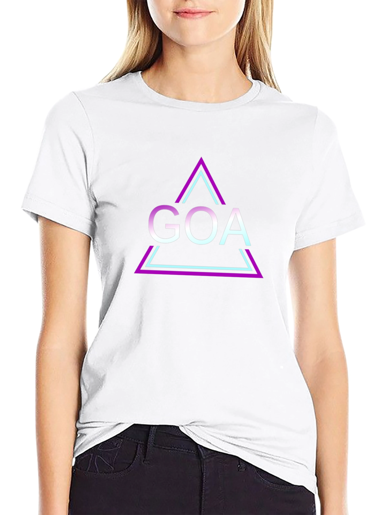GOA Triangle Graphic Print Black T-Shirt