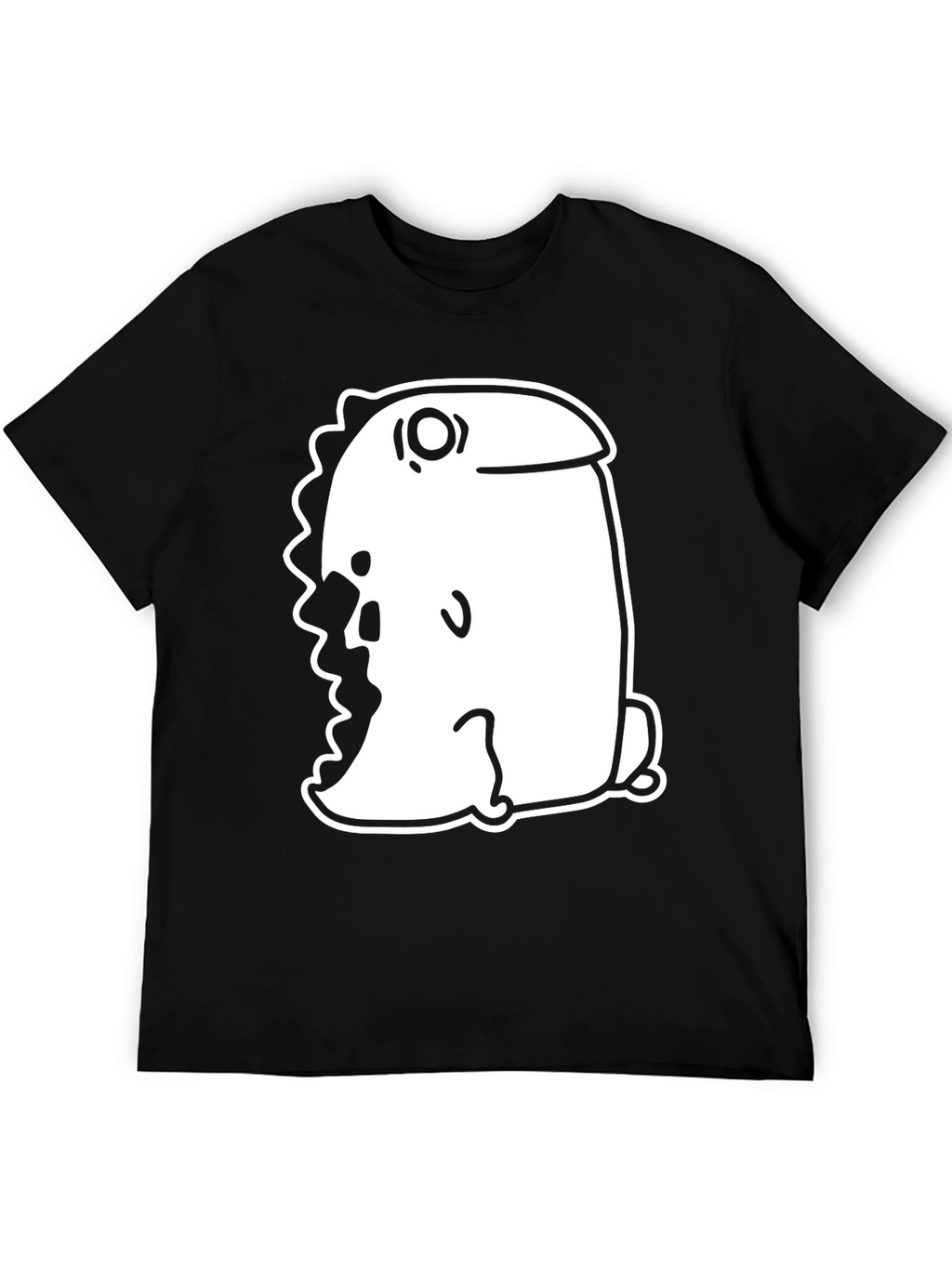 Black T-Shirt with Quirky Cartoon Dinosaur Graphic