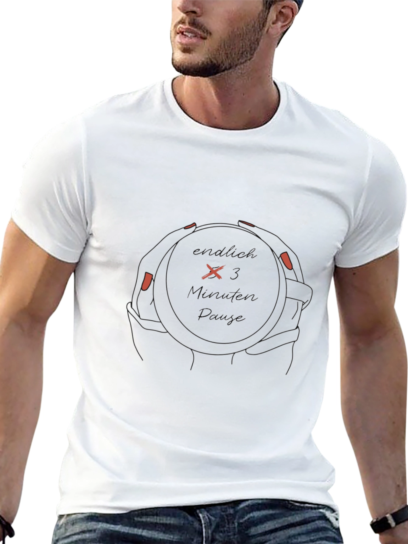 Black Graphic Tee - Endlich x3 Minuten Panik Design