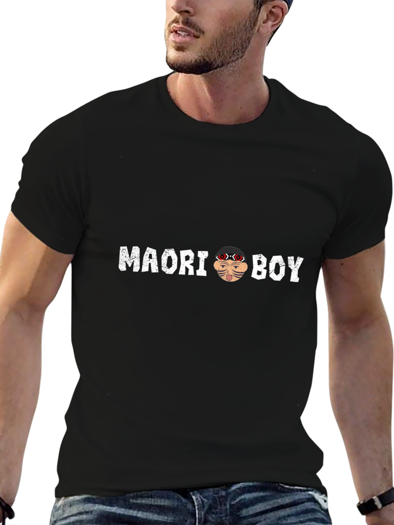 Maori Boy Graphic T-Shirt - Stylish Crew Neck Tee
