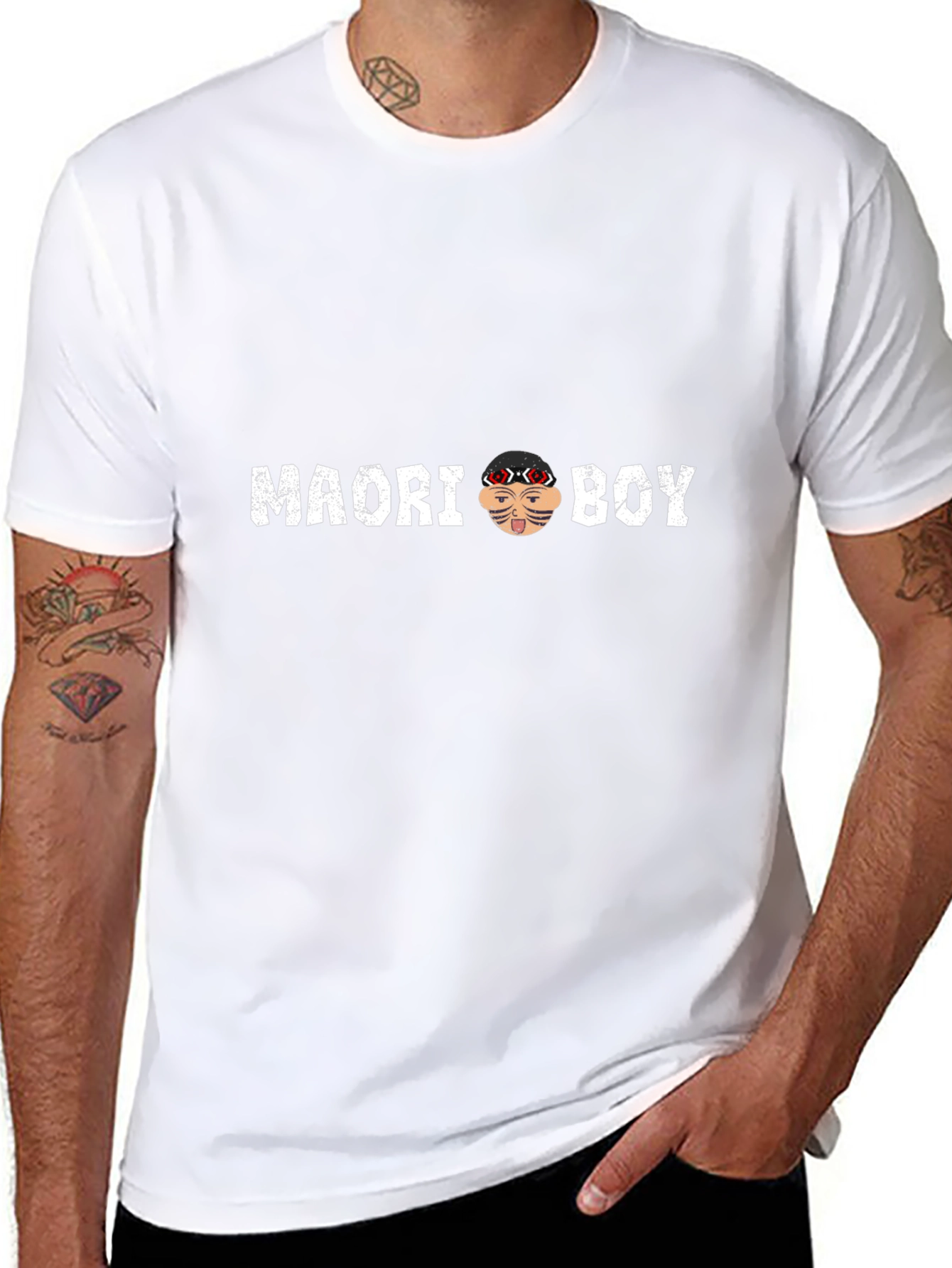 Maori Boy Graphic T-Shirt - Stylish Crew Neck Tee
