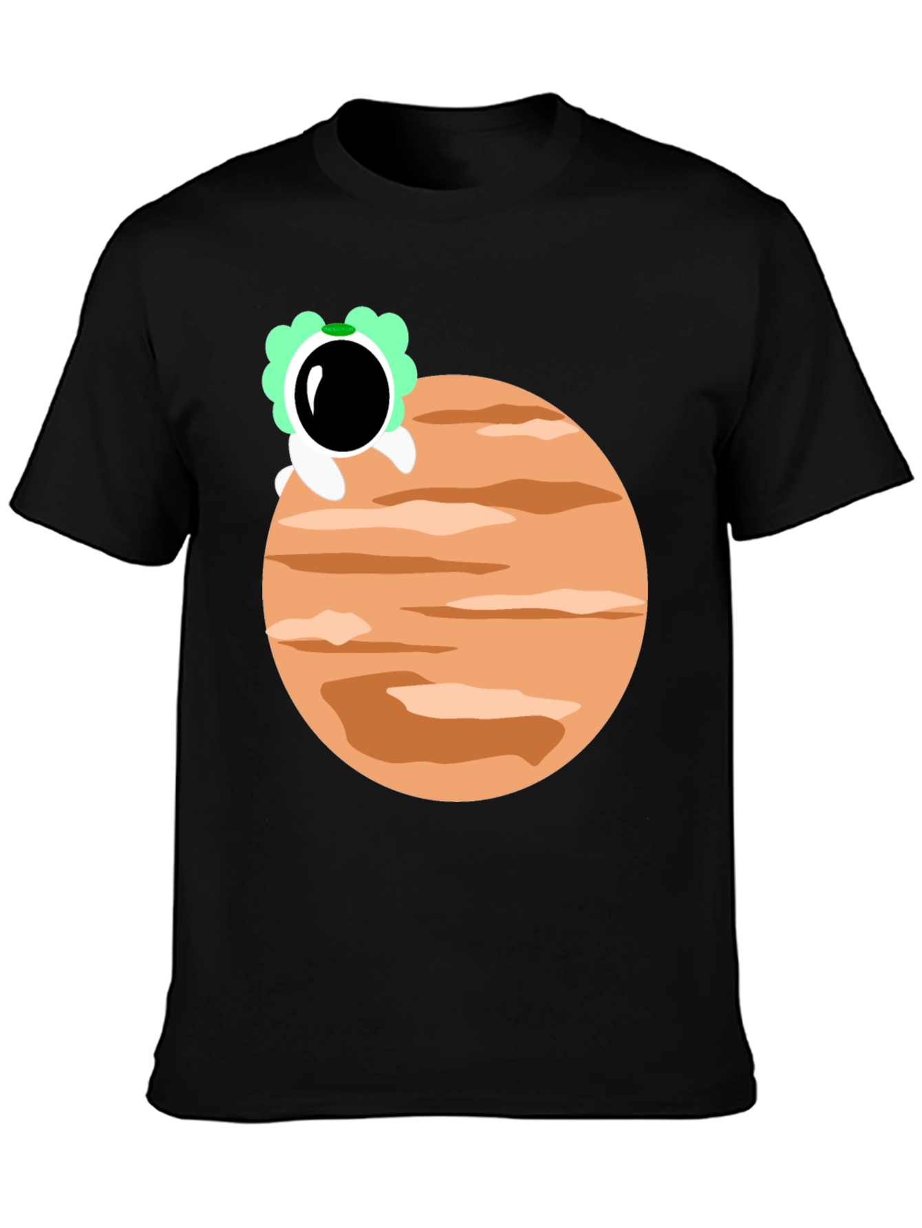 Astronaut Planet Graphic Tee - Trendy Black T-Shirt