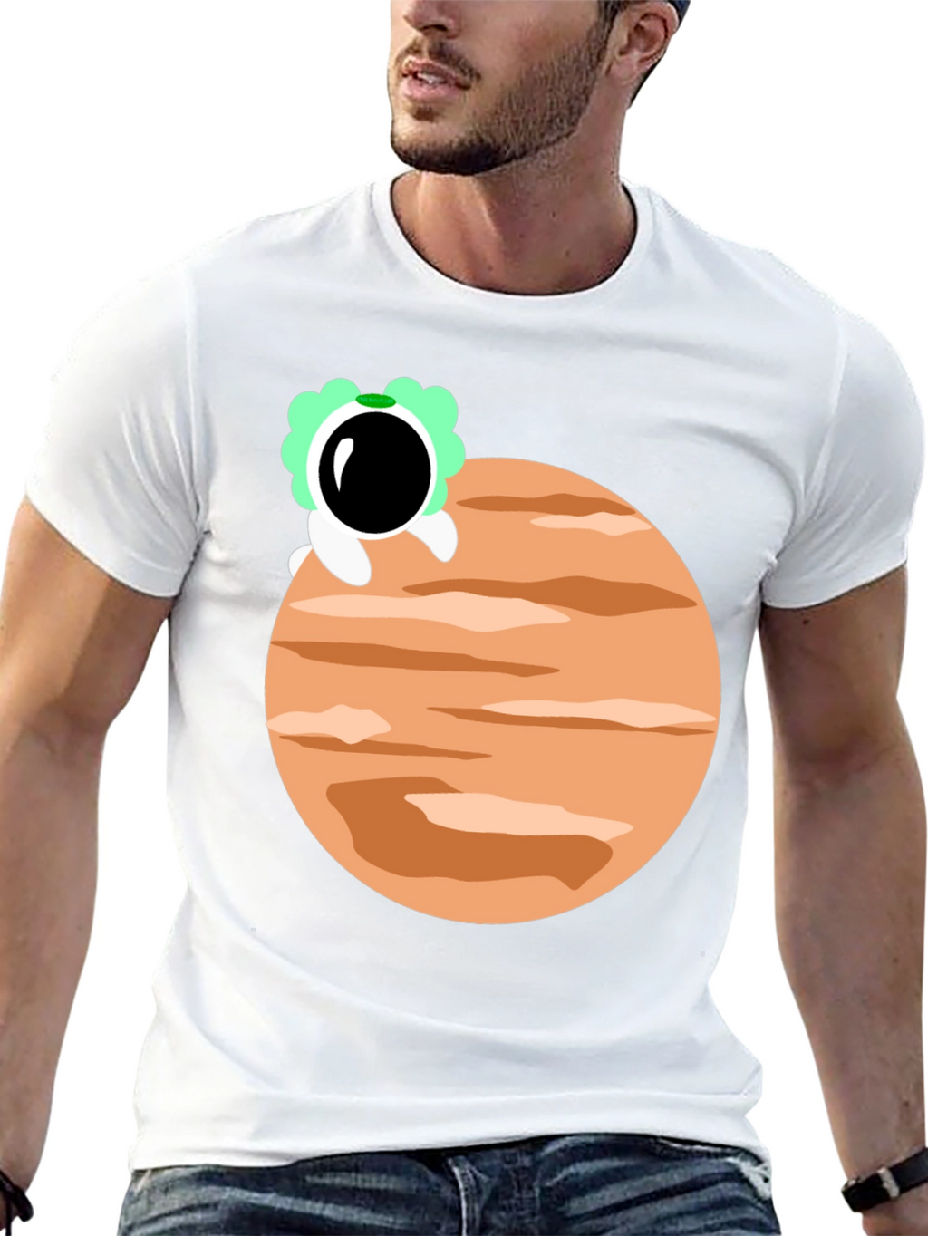 Astronaut Planet Graphic Tee - Trendy Black T-Shirt