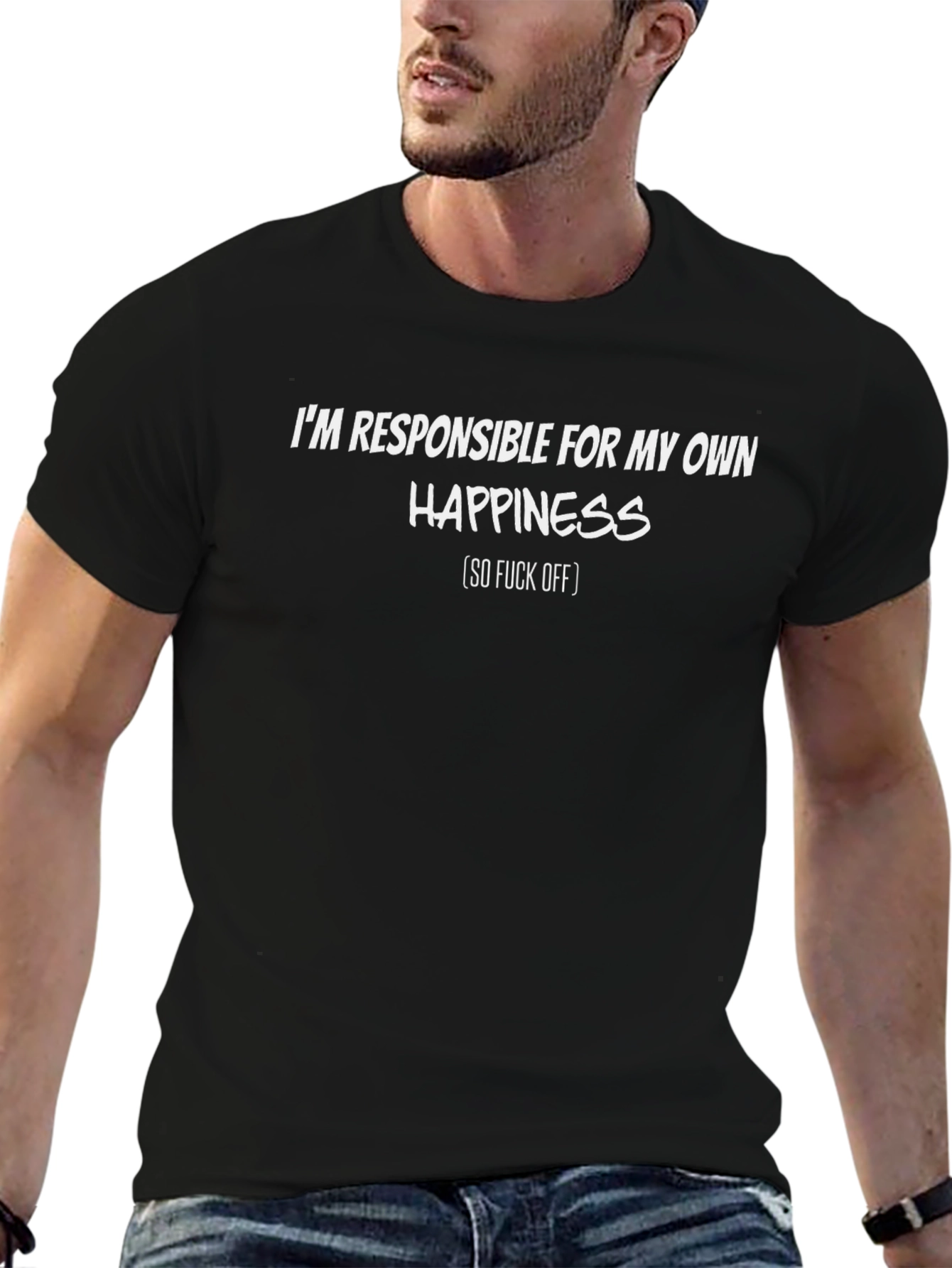 Responsible For My Own Happiness Black T-Shirt