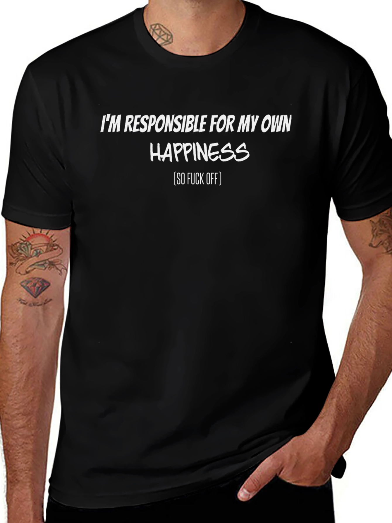 Responsible For My Own Happiness Black T-Shirt
