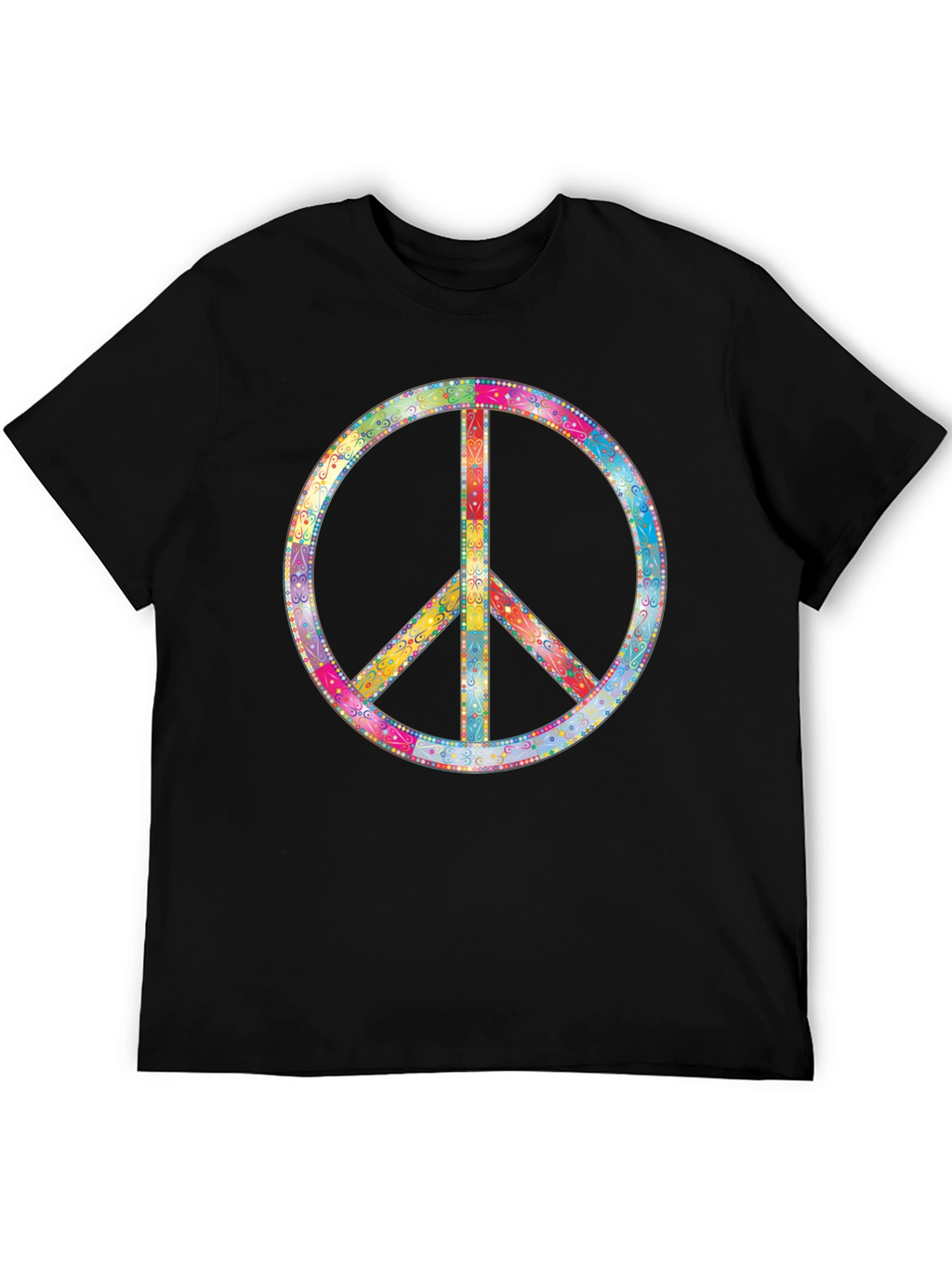 Peace Sign Graphic Tee - Black Cotton Comfort