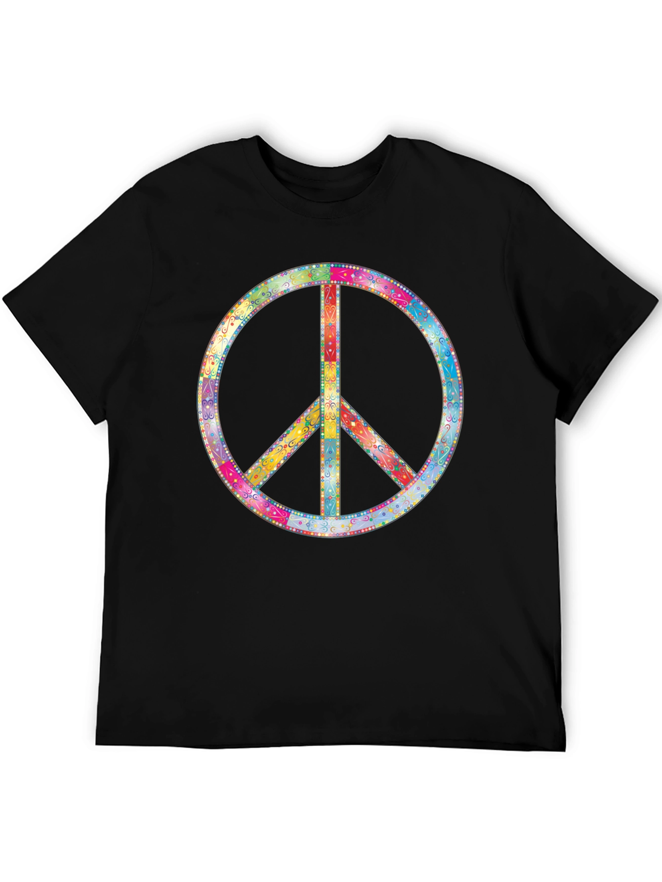 Peace Sign Graphic Tee - Black Cotton Comfort