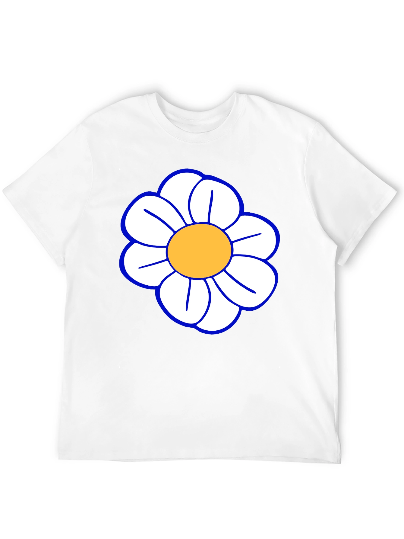 Daisy Flower T-Shirt - Black Cotton Casual Tee