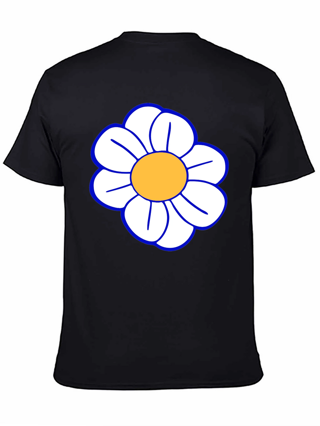 Daisy Flower T-Shirt - Black Cotton Casual Tee