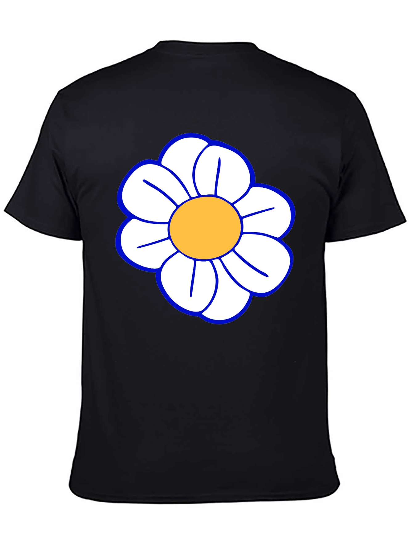Daisy Flower T-Shirt - Black Cotton Casual Tee